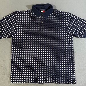 Vintage Tommy Hilfiger Polo Shirt Size‎ XL Blue Star All Over Print Short Sleeve